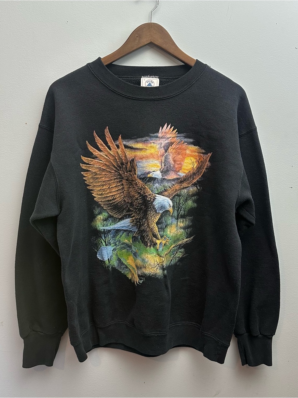 Vintage Delta Fifty-Fifty Made In USA Eagle Sunset Crewneck Sweatshirt Large